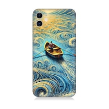 Apple Uyumlu iPhone 11 Dalgalar Arasında Kürekçi Desenli Silikon Kılıf Çok Renkli