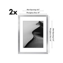 12x16 Resim Çerçevesi 2 İnç Gümüş Seti - Mat İle 9x12 Resim Çerçevesi Veya 12x16 Matsız Çerçeve Olarak Kullanın - Yatay Veya Dikey Ekran İçin Pleksiglas Kapaklı Kolaj Resim Çerçeveleri 50 x 22