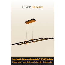 Cosmo Bronz Lineer Led Sarkıt Avize Kumandalı Dim Edilebilir Yukarı & Aşağı Işık Sarı Işık