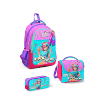 Coral High Goshopya Pembe Turkuaz K-pop Desenli 3 Lü Okul Çanta Seti Goset0114427 Çok Renkli