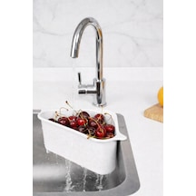 Vantuzlu Üçgen Lavabo Süzgeci Mutfak Evye Köşe Süzgeci Beyaz Plastik Diğer
