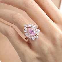 Mia Vento Effective Diamond İstanbul İhtişamı Rose Renk Pink Taşlı Gümüş Yüzük