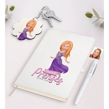Kişiye Özel Pamuk Prenses Karikatürlü Beyaz Defter Kalem Ve Anaht N11.7875