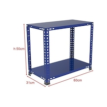 2 Katlı Renkli Çelik Raf Sehpa - Atölye, Depo, Ofis Sehpası Krem 31x60 Cm 50 Cm Çok Renkli