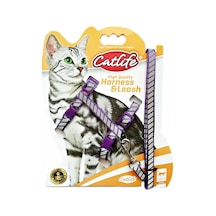 Catlife Gece Parlayan Gezdirme Kedi Göğüs Tasması Seti Mor 110 CM