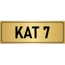 Metal Yönlendirme Levhası, Departman Kapı İsimliği Kat 7 10x20 cm Altın Renk