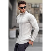 Madmext Taş Rengi Balıkçı Yaka Triko Kazak 5764 Taş Rengi