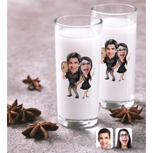 Kişiye Özel Sevgililer Karikatürlü İkili Rakı Bardağı Seti-18