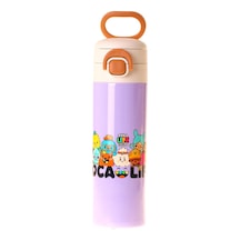 Kaukko Kids 520 Ml Toca Life Baskılı Lila - Turkuaz Kız Çocuk Çelik Termos Matara Çift İçim Kilitli Kapak - L5341