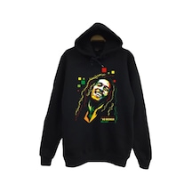 Bob Marley Baskılı Sweatshirt Siyah