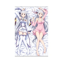 Owl Bag Re:zero - Starting Life İn Another World Lizero Emilia Karakteri Desenli Çift Yön Baskılı Sarılma Yastığı Kılıfı Çok Renkli