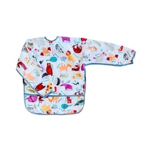 Zoo 3-6 Yaş Bağcıklı Uzun Kollu Boyundan Bağlamalı Su Geçirmez Bebek Mama Önlüğü Belirtilmemiş