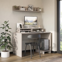 Mode Raflı Çalışma Masası , Raflı Monitör Standlı Çalışma Ofis Masası , Bilgisayar Masası Kumtaşı