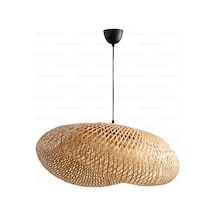 Bohem Bambu Elips Sarkıt Avize Lamba 60cm - Iskandinav, Modern, Bohem, Rattan Aydınlatma Bambu