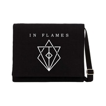 In Flames Symbol Logo Siyah Kanvas Postacı Çantası