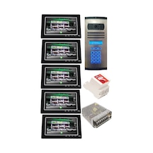 5 Daire Nts 2015-s 7'' Görüntülü Diafon Siyah-8003 Tuş Takımlı Şifreli Zil Panelli Set