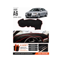 Audı A6 2005-2011 Uyumlu Torpido Koruma, Torpido Örtüsü, Torpido Kılıfı - Siyah-kırmızı - Au004