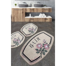 Mand Banyo Halısı Djt 3 Lü Set Banyo Halısı Paspas Yıkanabilir Kaymaz Çok Renkli