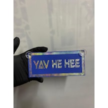Mavi Renk Üzeri Hologram Renk Yav He Hee Yazılı Vantuzlu Cam Süsü