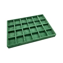 Yerli Üretim Süet Kumaş Yeşil Renk 34 Cm / 24 Cm 24 Bölmeli Çekmece Içi Takı Standı Çok Renkli