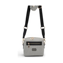 Silver & Polo Silver Polo Siyah - Siyah Kaz Ayağı Ekose Kadın Çapraz Çanta Sp1038