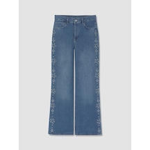 Lcwaıkıkı Classic İndigo Taşlı Wideleg Kadın Jean Pantolon