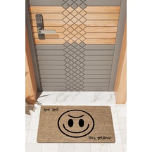 Rugmood Modern Dijtal Baskı Hoşgeldiniz Güle Güle Smile Kapı Önü Paspası Çok Renkli