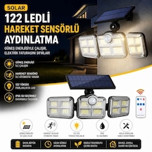 3&amp Apos Lü 122 Ledli Güneş Enerjili Hareket Sensörlü Aydınlatma, Dış Mekan Duvar Ve Bahçe Lambası Renkli