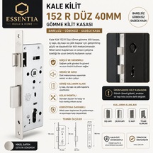 Kale Kilit 152 R Düz 40 Mm Gömme Kilit Nikel Saten Sessiz Kilit Kasası Çoklu Renk