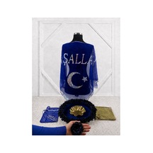 Azra Kına Mavi Ayyıldızlı Maşallah Örtü, Lacivert Tepsi, El Gülü, 250 Gram Kına, Mevlid Töreni Sünnet Omuz Örtüsü, Mevlüt Merasimi, Sünnet Şalı Kına Örtüsü