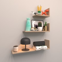 Rafkestir 3 Lü Pablo Duvar Raf Seti Cappicino