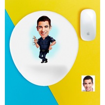 Kişiye Özel Bay Polis Karikatürlü Bilek Destekli Mouse Pad-2