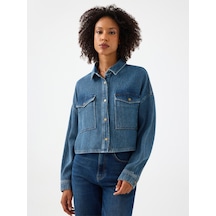 LOFT Regular Fit Kadın Gömlek U.kol Lf2042125 Q1.v1 Denim