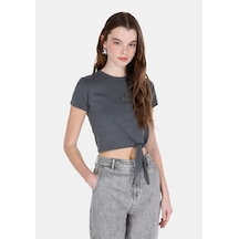 Colin's Colins Slim Fit Kadın Antrasit Kısa Kol Tişört Cl1073539 Cl1073539 Q1.v2 Ant Antrasit