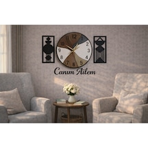 Duvar Saati 40 Cm Çiçekler 30 Cm Dir Canım Ailem Temalı No62 Çok Renkli
