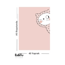 Puantiyeli Kedi A5 Defter 45 Yaprak Minimal Koleksiyon Çok Renkli
