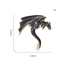 Snapbuykarikatür Siyah Beyaz Pterosaur Broş - Parti Aksesuarı Siyah Çinko Kaplamamultı Multı