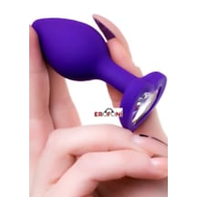 Erofoni Medikal Silikon 7.1 Cm Kalp Tasarım Kristal Taşlı Anal Açıcı Gevşetici Alıştırıcı Tıkaç Purple Plug