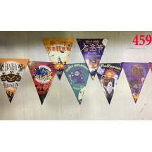 Lüks  Baskılı  Üçgen  Model  Halloween  Banner  Süs  Bayrak  8  Li