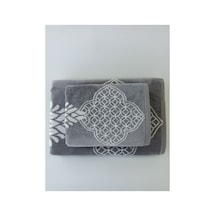 Majolika Plaj Boy Havlu Seti- 70x140 Cm- 50x90cm Gri