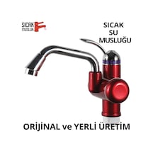Sıcak Musluk ASG-2K Elektrikli Ani Su Isıtıcı Termal Şofben Musluk Kırmızı