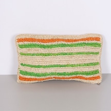 Çift Yön Örgü 30x50 Cm. Doğal Renkli Rafya Kırlent Mix