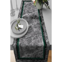Yeşil Çerçeveli Desen Premium Masa Örtüsü Runner Rnr243n11