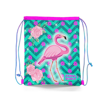 Coral High Kids Su Yeşili Pembe Flamingo Desenli İpli Büzgülü Sırt Çantası 22481 Yeşil