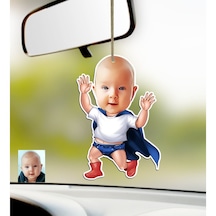 Kişiye Özel Bebek Karikatürlü Ahşap Araba Dikiz Ayna Süsü-3