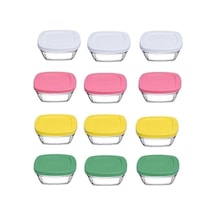 96840 Pudding Silikon Kapaklı Cam Saklama Kabı 12 Li Kahvaltılık 310cc. No Color