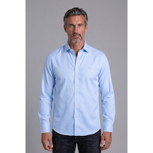 Bisse Mavi Regular Fit Pamuk Cepsiz Klasik Uzun Yaka Gömlek Gmkls252190 D35