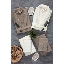 Güvenal Hayal 12 Parça Kutulu Jakarlı Bornoz Takımı Bornoz Havlu & Havlu Seti Banyo Çeyiz Seti 7 Çok Renkli