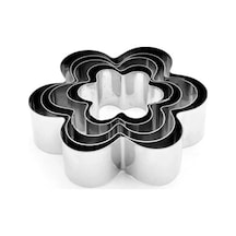 Kek Kurabiye Ve Pasta Kalıbı Paslanmaz Metal 5 Li Set Papatya Fig