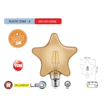 Horoz Rustıc Star-6 Led Edıson 6w Ampul Rustik Fılament Yıldız